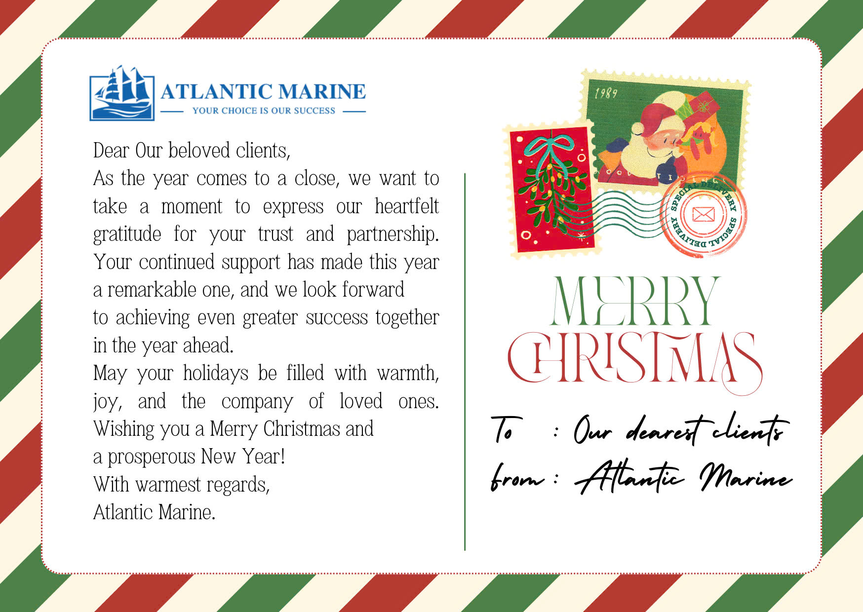 Warm Christmas Wishes from ATLANTIC MARINE !